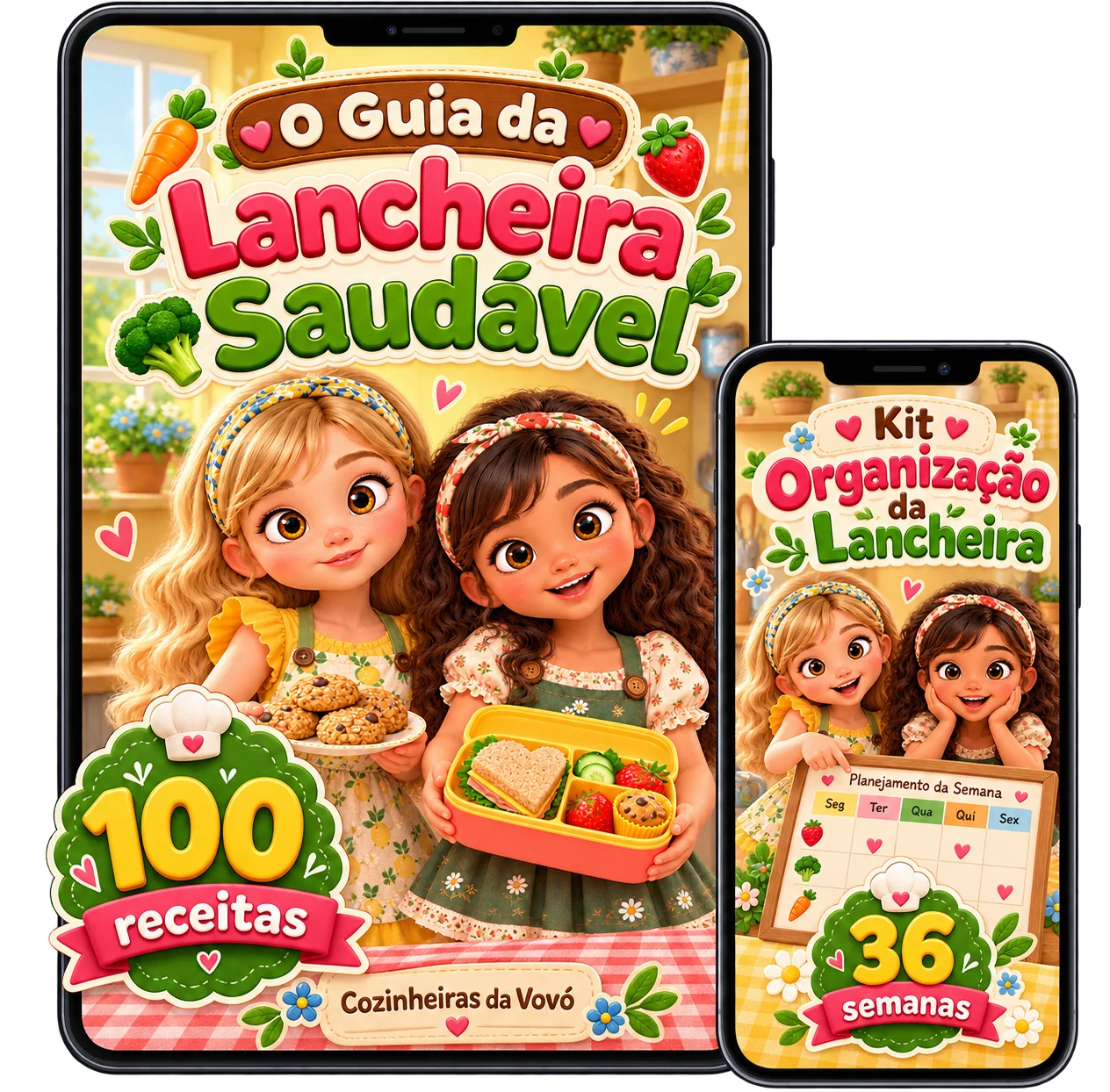 O Guia e o Kit de Cozinheiras da Vovó no tablet e no celular
